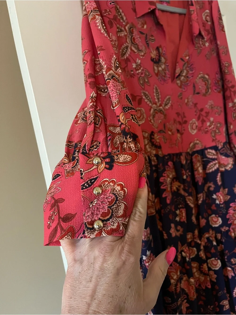 Vince Camuto Women's Mixed Coral/Navy Elegant Dress Size 16 - Picture 8 of 16